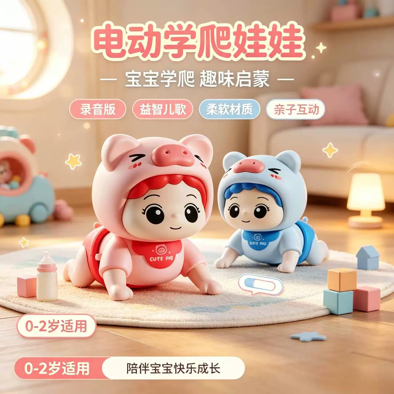 婴儿01岁有声学说话玩具|抬头