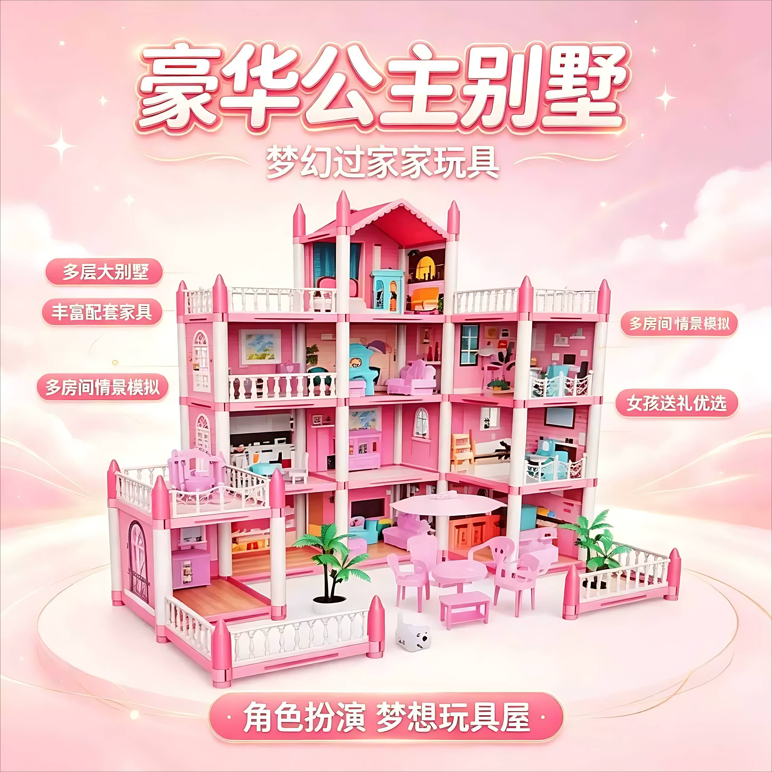 女孩过家家玩具娃娃屋公主城堡