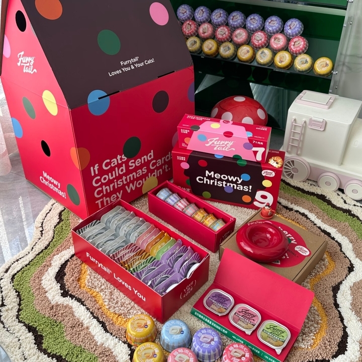 尾巴生活圣诞礼盒猫罐头彩虹泥主食餐盒流心主食罐头幼猫成猫通用