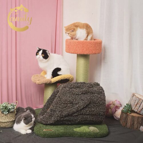 Camily新款高级定制创意仿真蝴蝶花朵丛猫爬架猫城堡毛绒猫窝