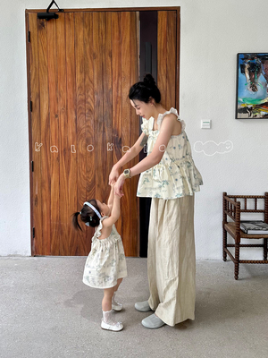 KALOKALO原创雪绒花系列打揽包屁裙裤柔软棉纱可爱妈妈上衣亲子装