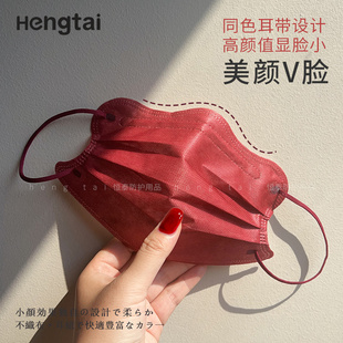 2025新年红蝶形一次性成人口罩高颜值口罩结婚用三层防护单独包装