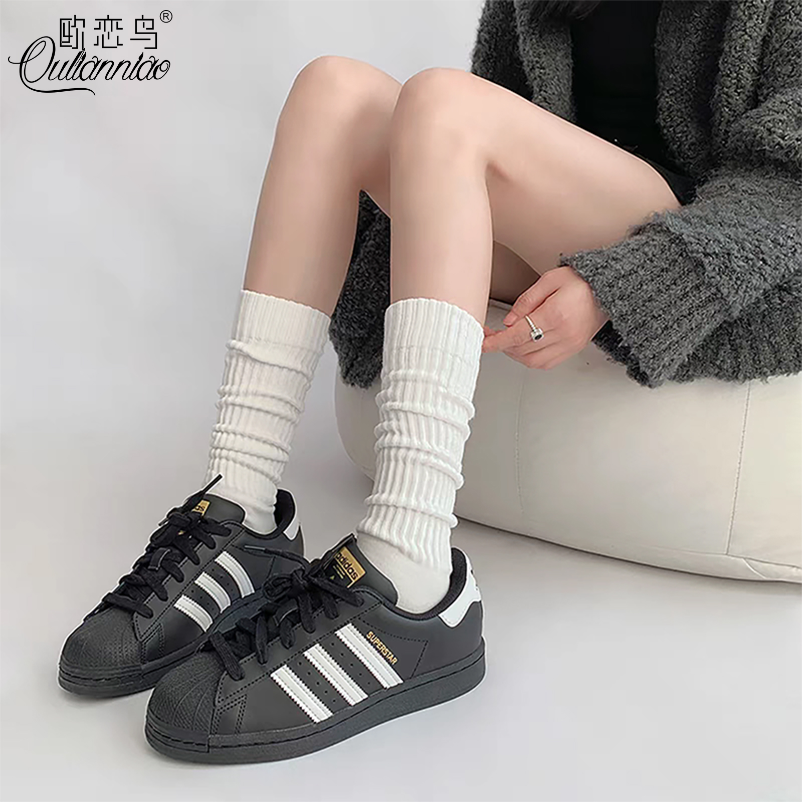 Y2K堆堆袜女春秋款针织小腿袜