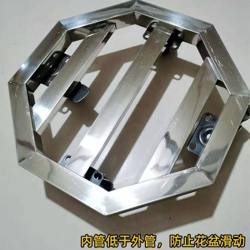 不锈钢加厚大花盆托盘带万向轮盆景移动底座圆长方形置物架可定制