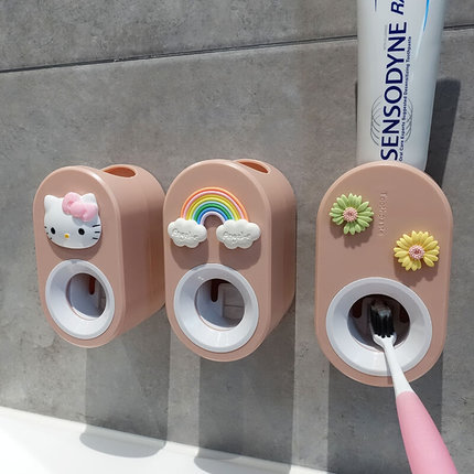 儿童全自动挤牙膏神器置物架单个壁挂式免打孔卡通可爱牙膏挤压器