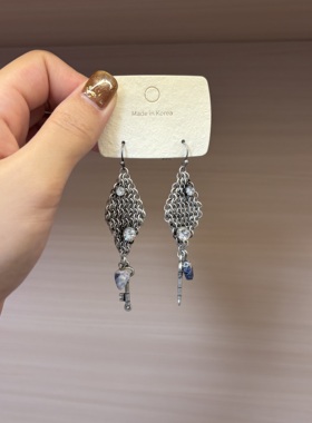 复古做旧链条钥匙设计耳环耳钩