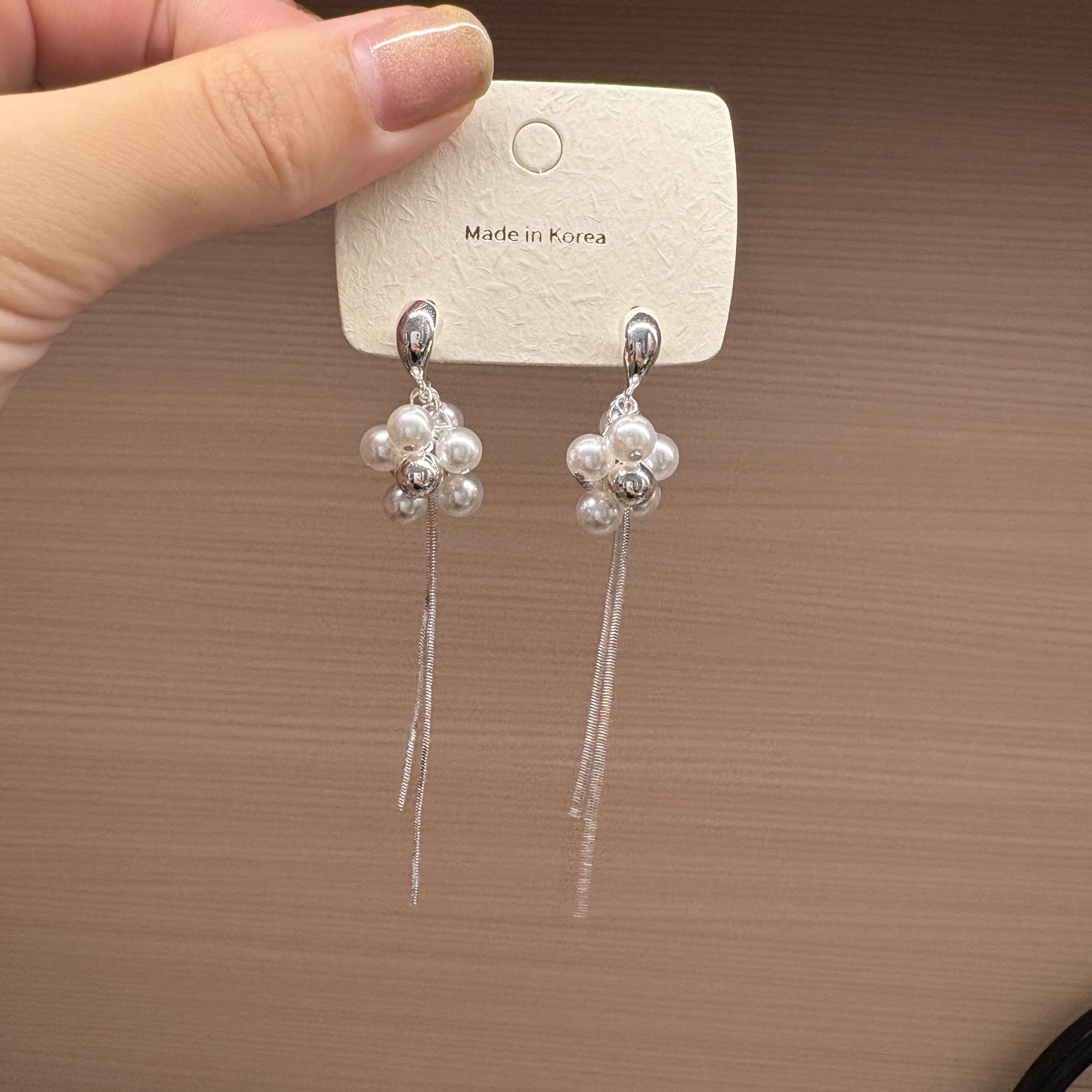 氛围感珍珠流苏长款耳环2025年新款现脸小方圆脸耳环