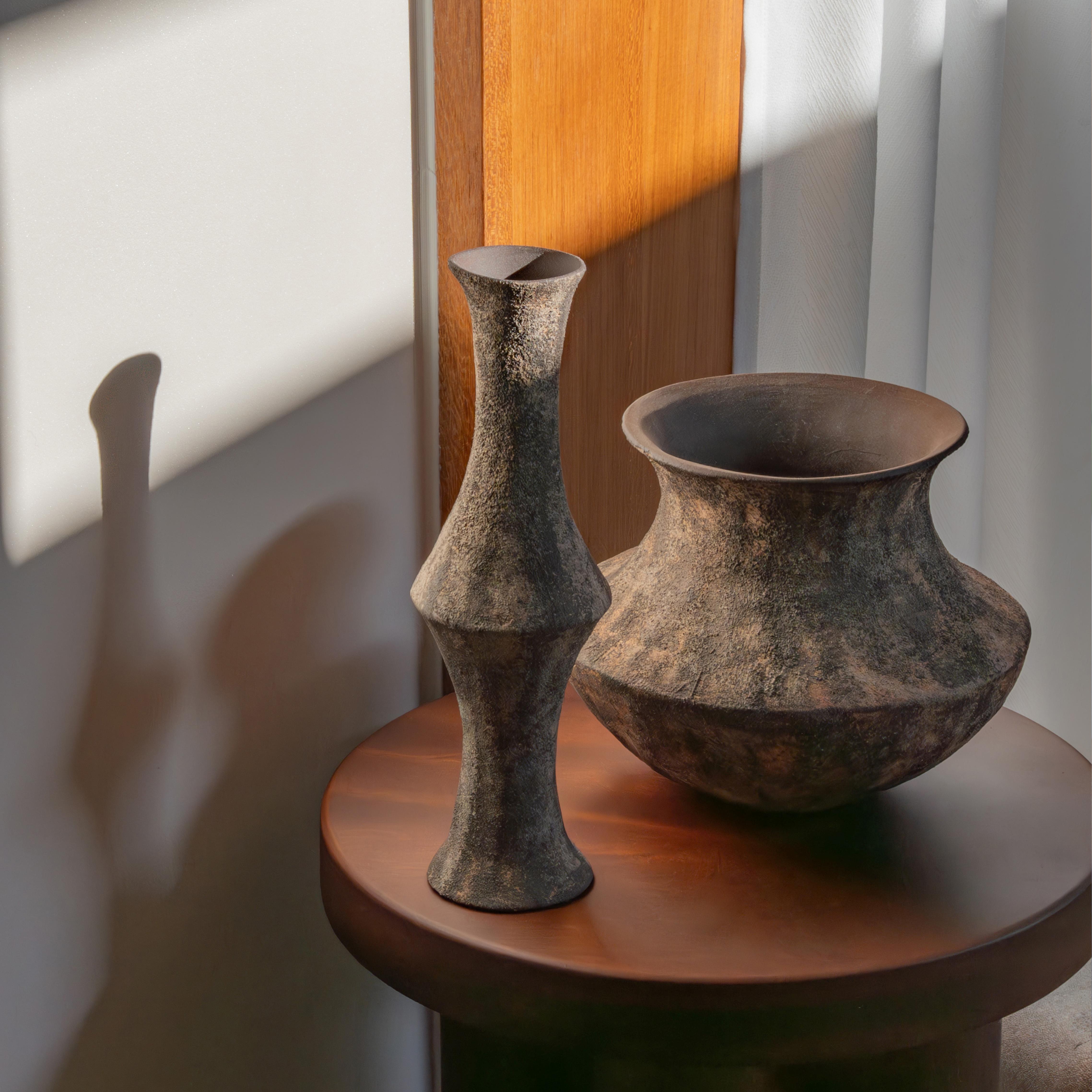 景德镇设计师侘寂风粗陶花瓶家用