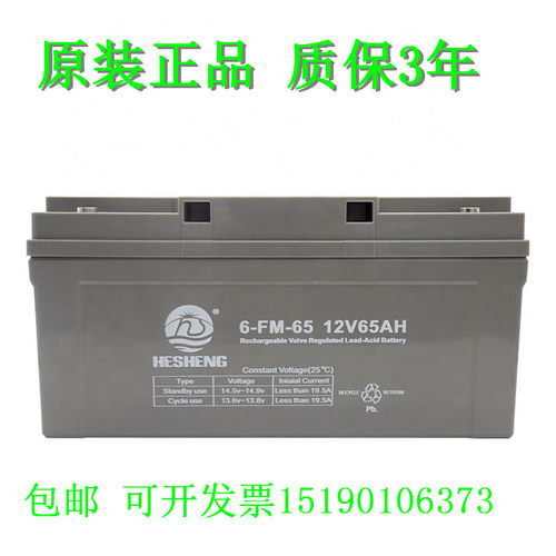 HESHENG 蓄电池6-FM-65 12V65AH 直流屏UPS电源电瓶电机设备