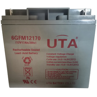 UTA优特蓄电池 6GFM1217 铅酸12V17AH免维护消防应急UPS/EPS电源