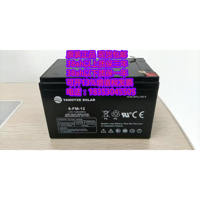 进口 YANGTZE SOLAR 蓄电池 12V12AH/ 6-FM-12 直流屏 UPS 电瓶
