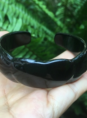 百搭原创设计加宽心型黑玛瑙手镯