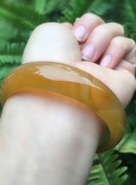 天然原矿无优化黄玛瑙手镯厚款女