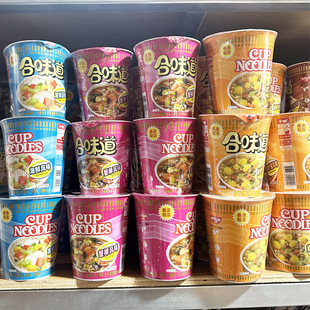 港版合味道杯面方便面海鲜蟹柳虾仁6杯公仔面香港日清泡面