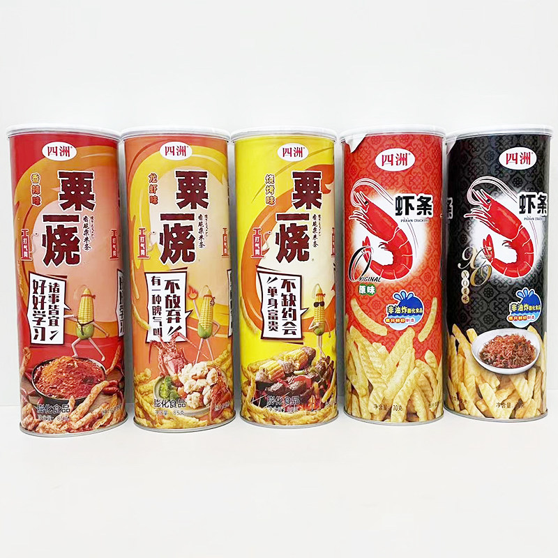 四洲粟一烧85g*3桶罐装 烧烤香辣味脆栗米条膨化薯条休闲零食品