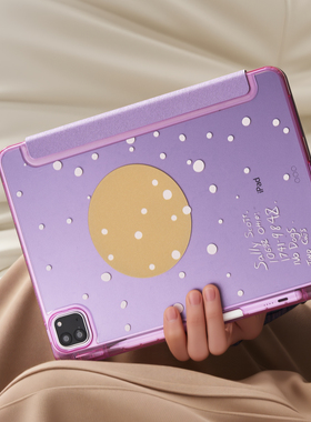 紫色波点iPad保护壳 ipadair7/air6/pro11/10代 mini6/mini7 13寸平板壳 带笔槽 Y+折防摔 亚克力硬壳 可爱壳