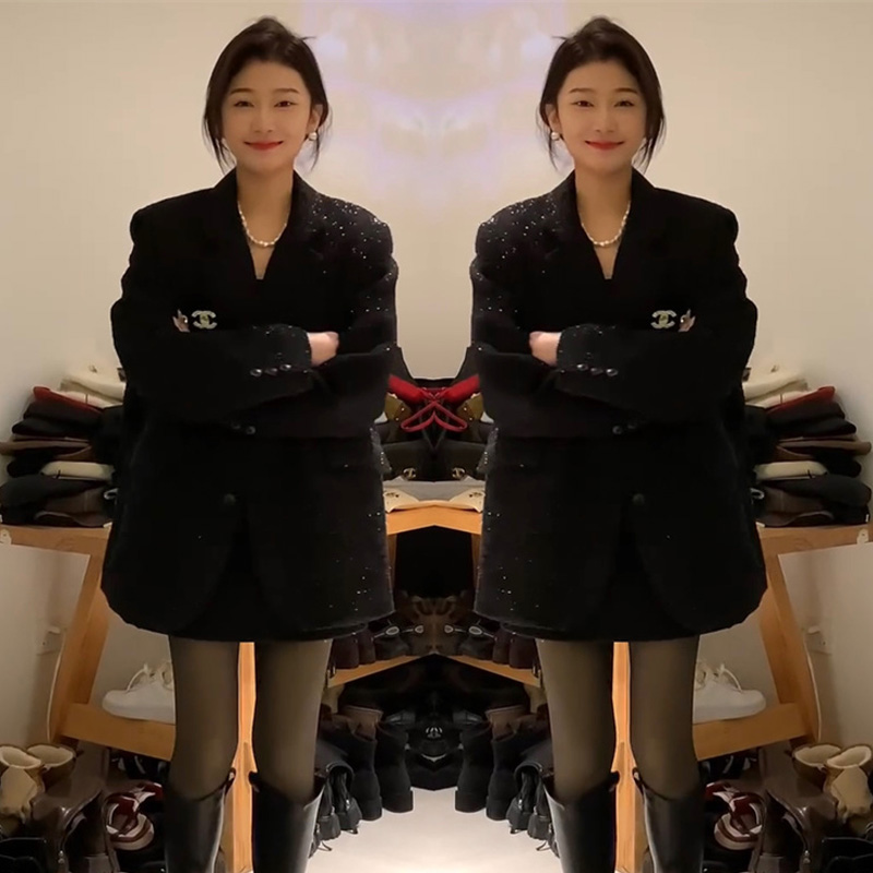 欧货端庄大气褐色宽松显瘦西服