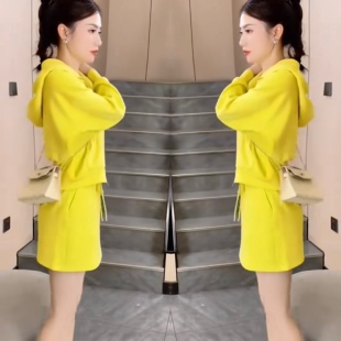 网红爆款 裙2026春季 潮流设感连帽卫衣短裙两件套 运动套装 休闲时尚