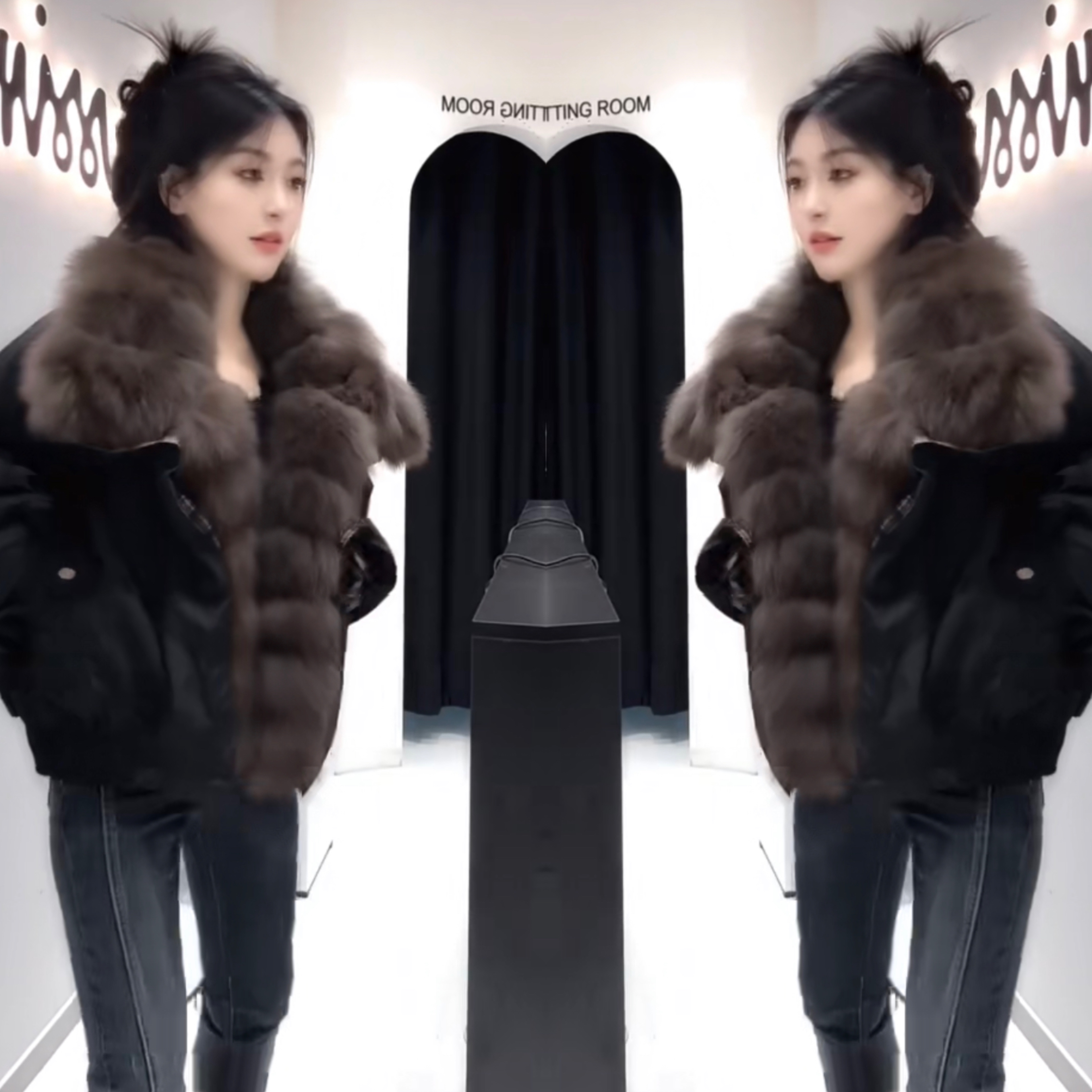 韩系潮流时尚感毛毛领加厚外套女