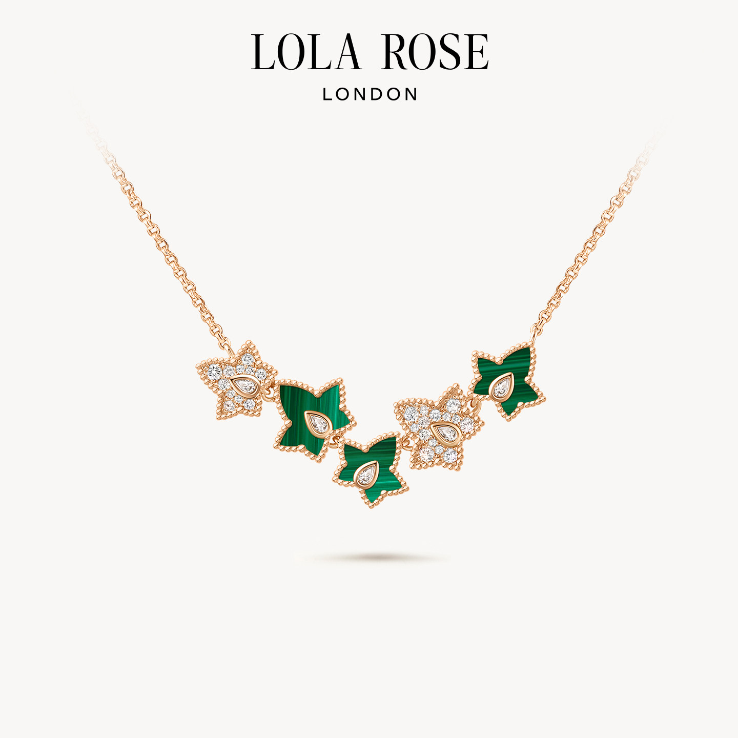 Lola Rose罗拉玫瑰常青藤五叶项链孔雀石生日礼物
