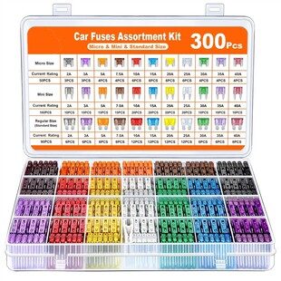 300PCS 新款汽车保险丝盒装小号保险丝中号保险片迷你铝质保险片