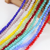 4mm瓷玉料水晶玻璃彩色切面扁珠DIY手链项链手工饰品耳环配件材料