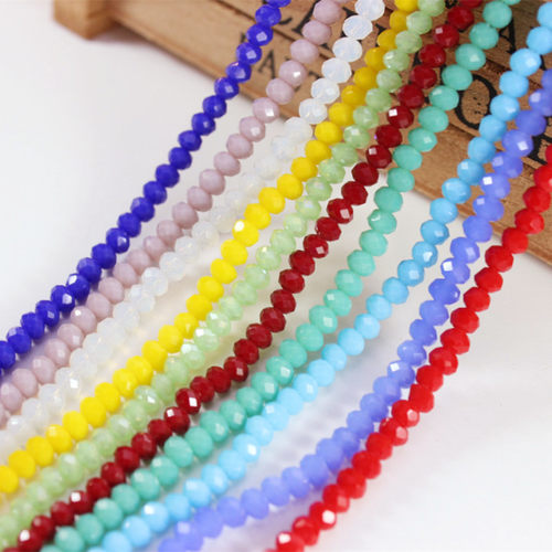 4mm瓷玉料水晶玻璃彩色切面扁珠