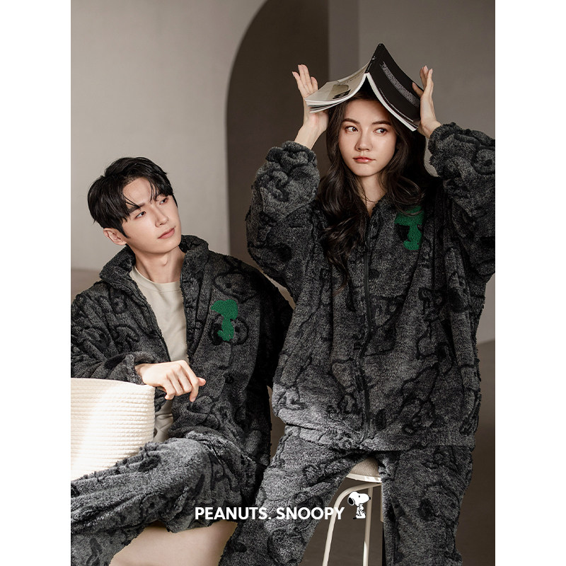 贝妍史努比珊瑚绒情侣睡衣秋冬款套装男女士加厚保暖法兰绒家居服,女士内衣/男士内衣/家居服,睡衣/家居服套装,淘宝优惠券,粉丝福利购,淘宝优惠卷