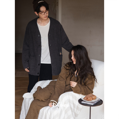 迪士尼米奇秋冬季半边绒情侣睡衣