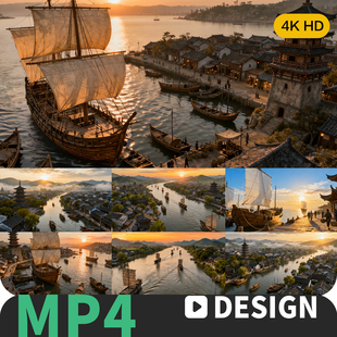 古代码头港口运河贸易经商漕运水运历史古街海上丝绸之路视频素材