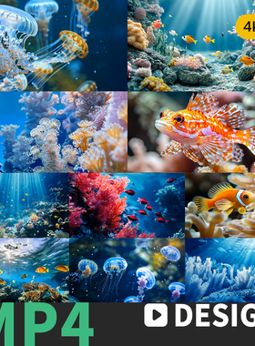 海底世界海洋生物珊瑚礁水母热带鱼深海奇观蓝色海洋风景视频素材