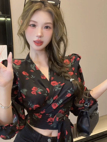 Осенний шелковый лонгслив, кардиган, рубашка с бантиком, V-образный вырез, рукава фонарики