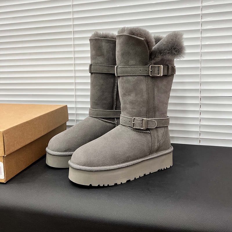 小暖炉~雪地靴皮毛一体2025 冬新款加厚保暖骑士靴时尚增高长筒靴