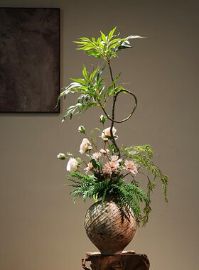意式侘寂风手工做旧陶瓷花瓶摆件