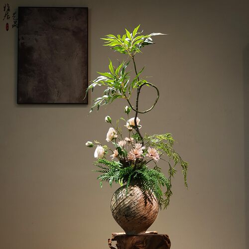 意式侘寂风手工做旧陶瓷花瓶摆件