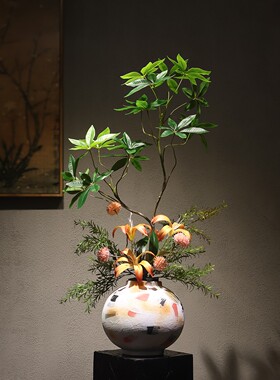 意式复古手绘油画风陶瓷花瓶摆件