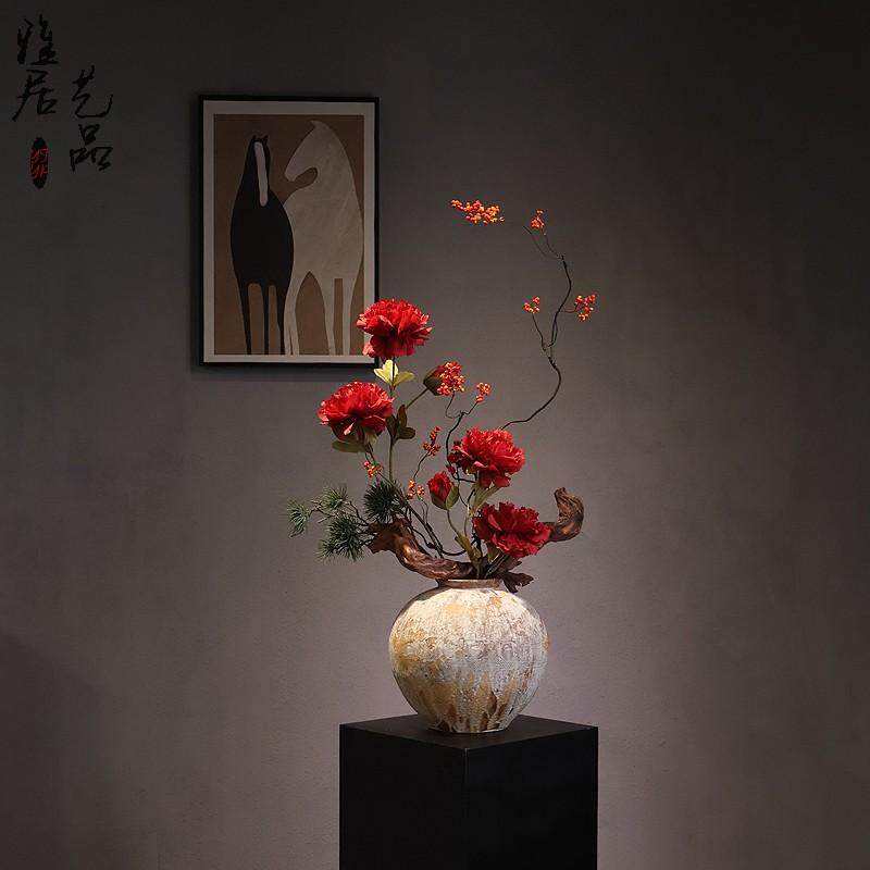 侘寂风手工做旧粗陶复古花瓶客厅实木花插民宿新中式玄关禅意摆件,家居饰品,花瓶,淘宝优惠券,粉丝福利购,淘宝优惠卷