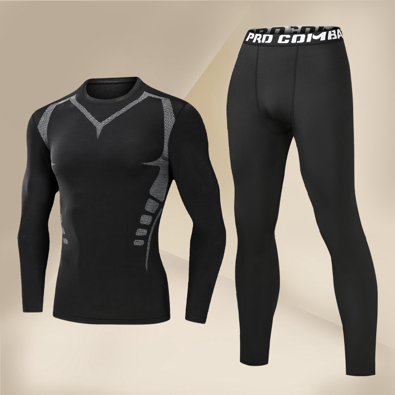 运动男健身衣长袖速干冰丝