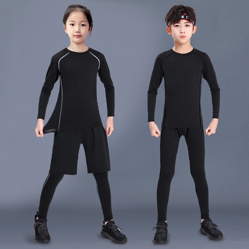 儿童紧身衣服快干篮球训练服女童运动套装秋季跑步打底男童内衣