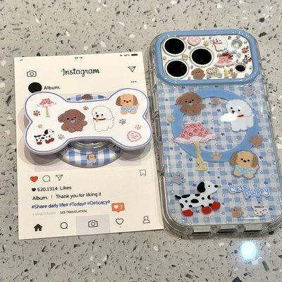 可爱格纹台灯爪印小狗磁吸壳适用iPhone17promax/16PRO手机壳苹果13个性14promax简约15promax硬壳14PRO新款