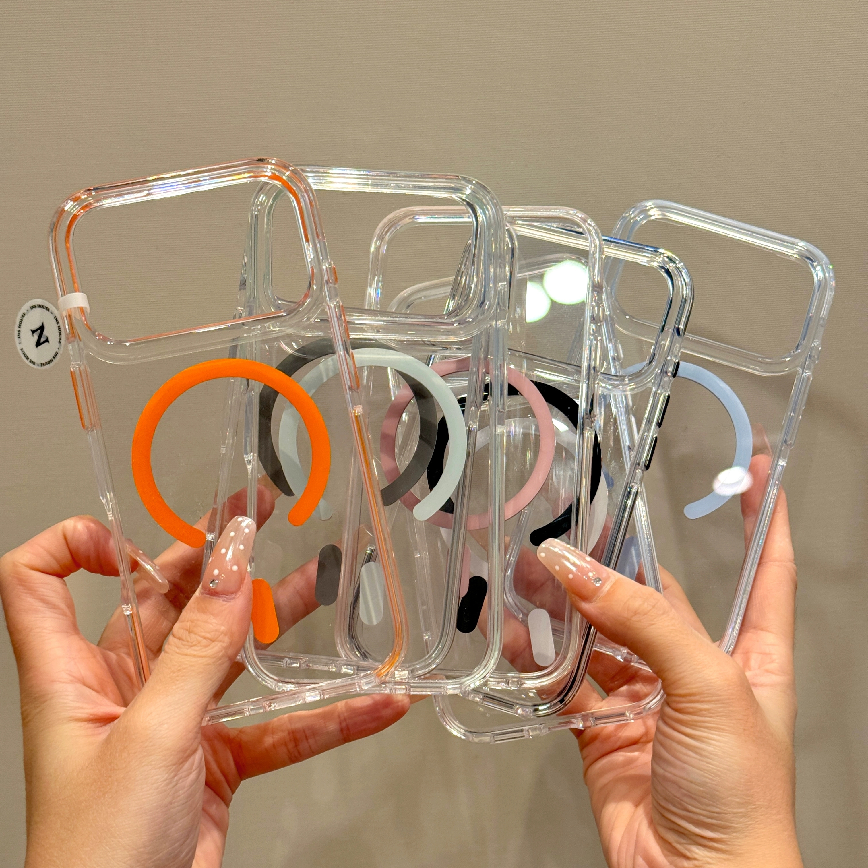 ins风极简透明彩色边框磁吸壳适用iPhone17promax/16PRO手机壳苹果13个性14promax简约15promax硬壳14PRO新款