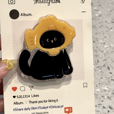 鲷鱼烧头套黑猫粘贴支架亚克力伸缩气垫支架粘贴式懒人桌面支撑