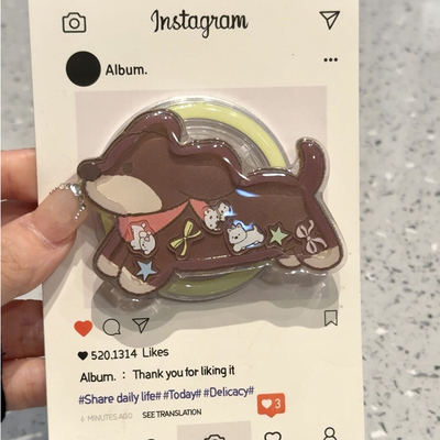 ins红围巾腊肠狗摇摇乐磁吸支架适用MagSafe手机强力吸附桌面懒人