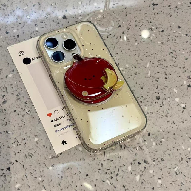 磁吸壳适用iPhone16pro/15手机壳苹果13简约黄底泼墨苹果香蕉转转磁吸支架13promax个性14promax防摔15pro硬