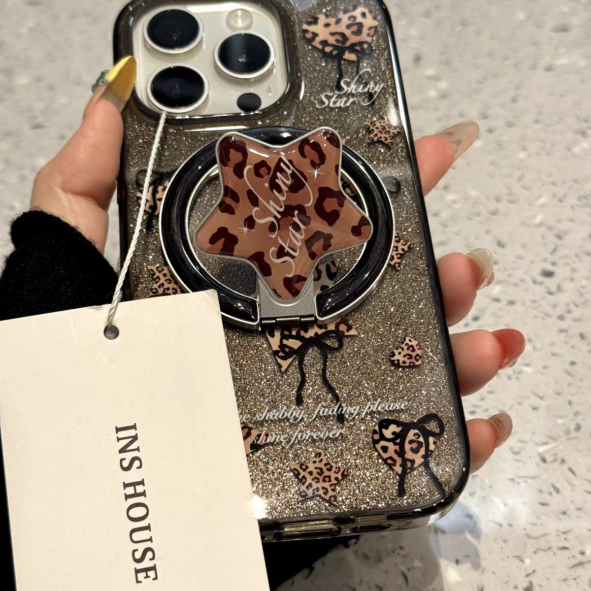 闪粉蝴蝶结豹纹星星磁吸支架适用iPhone16promax/16PRO手机壳苹果13个性14promax简约15promax硬壳14PRO新款