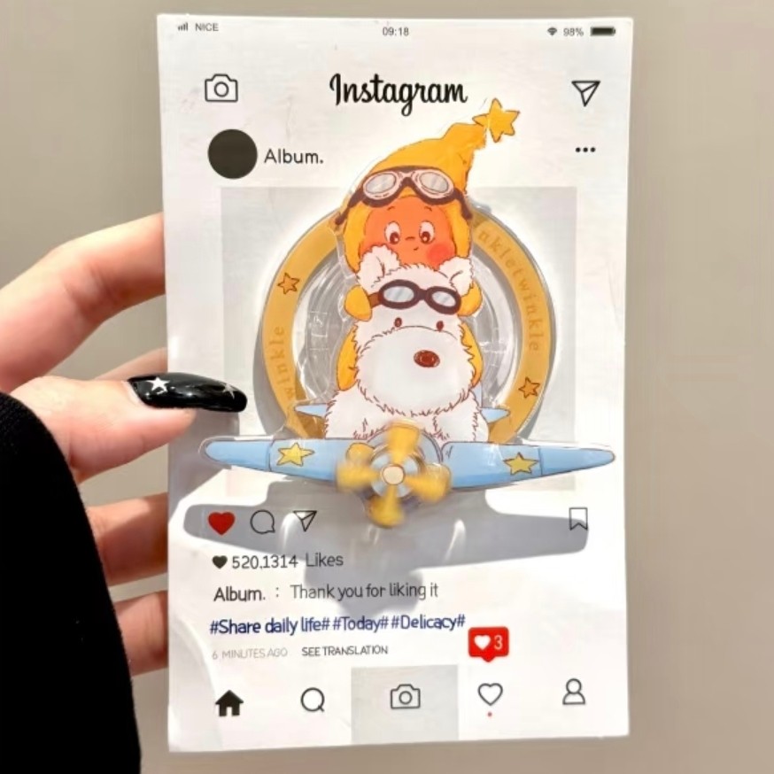 西高地星星人飞机转转磁吸支架适用MagSafe手机强力吸附桌面懒人