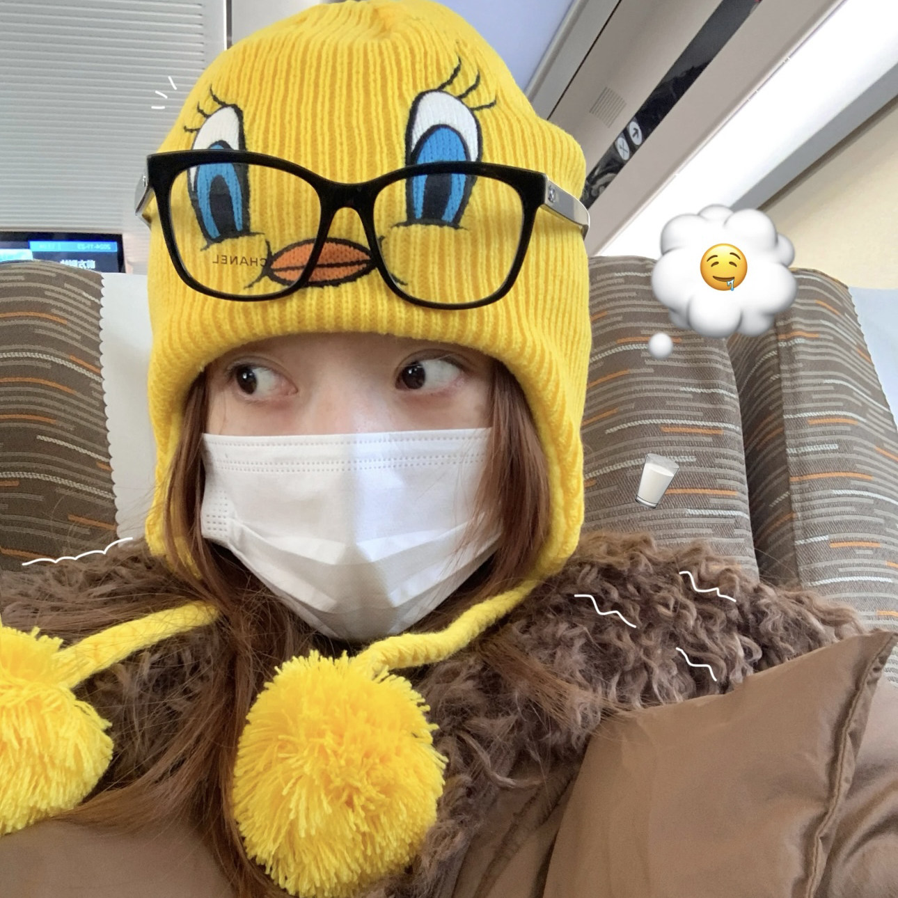 可爱小黄鸭翠迪毛线帽保暖护耳