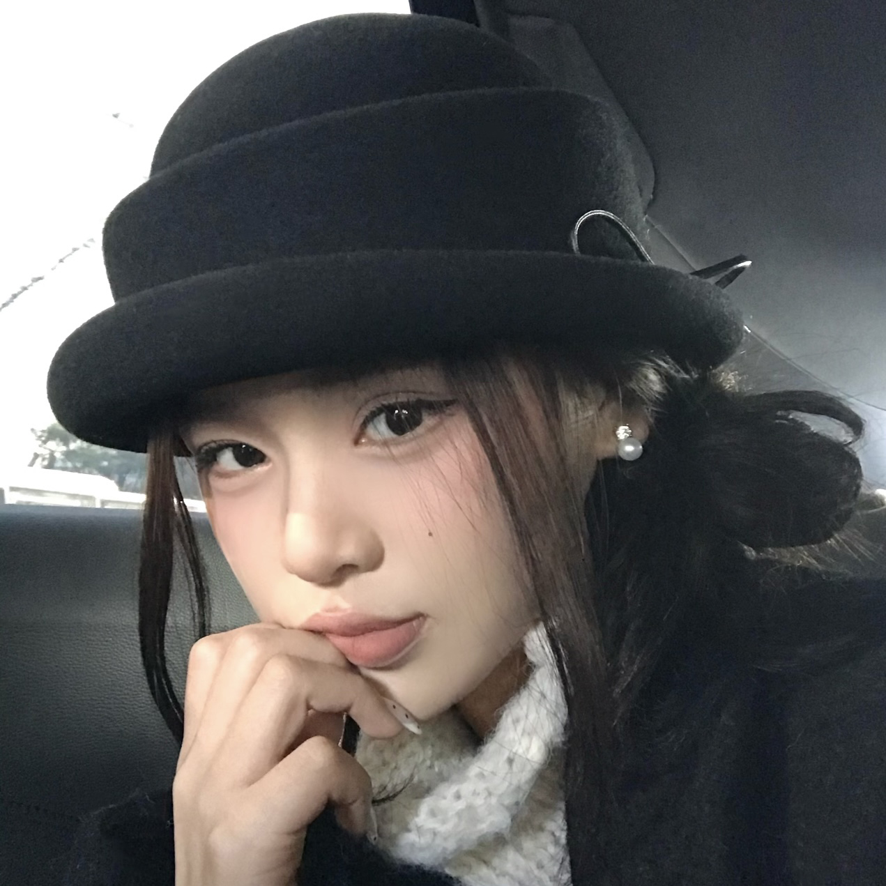 全澳毛气质千金礼帽卷边