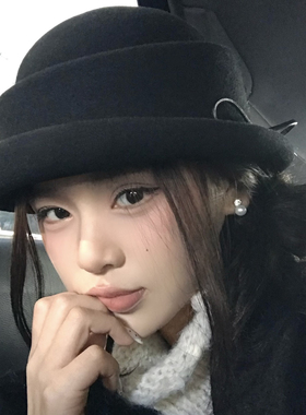 『高品质』全澳毛气质千金礼帽卷边2025新款时尚优雅渔夫帽子盆帽