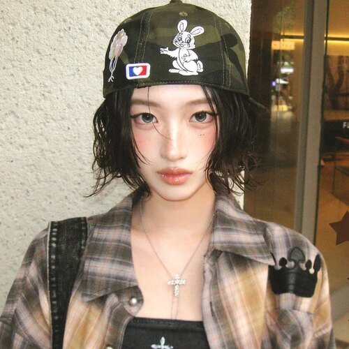 夏显脸小彩平檐鸭舌帽女